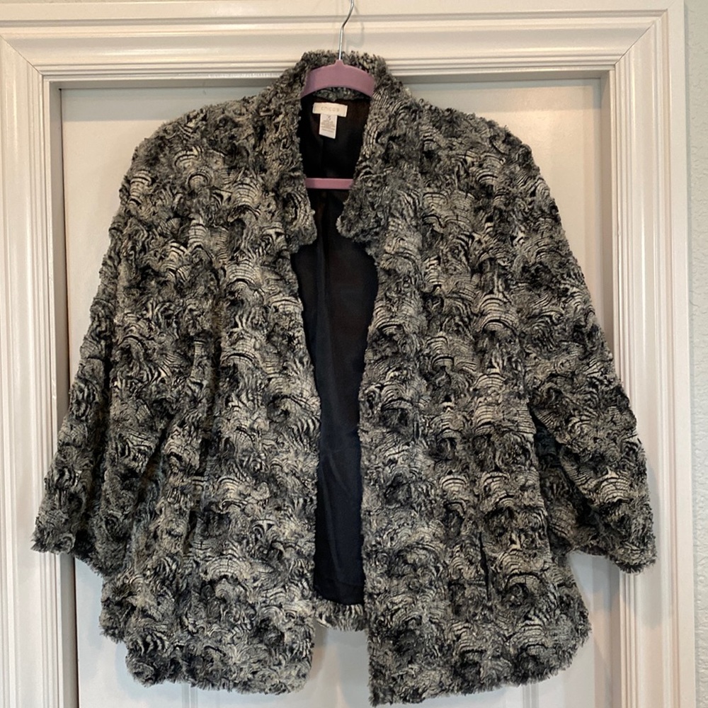 CHICO’S Fake Fur 3/4 sleeve jacket - Like new!